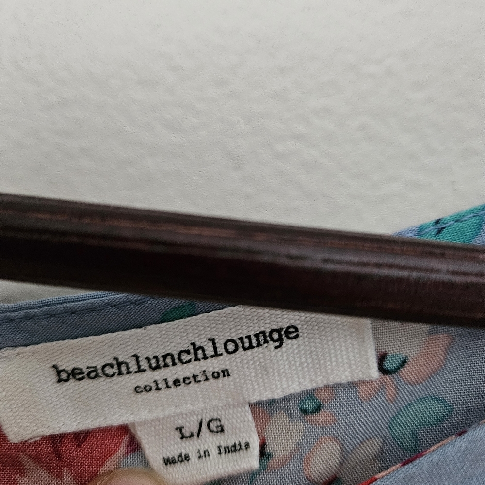 beachlunchlounge Floral Blue Shift Dress Belt Mini Short Sleeve Casual Large - Picture 10 of 13